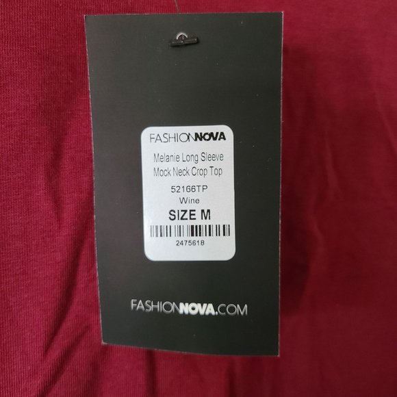 Fashion Nova Melanie Long Sleeve Mock Neck Crop Top Wine Size M - Picture 3 of 7